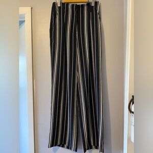 H&M Black and White Striped High Rise Trousers Dress Pants  Women’s Size 6 Fall